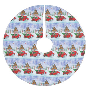 Havanese hond in kerstcadeau, vrachtwagen sneeuw kerstboom rok