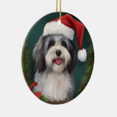 Havanese Hond in Sneeuw Kerstmis Keramisch Ornament (Rechts)