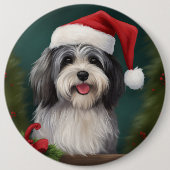 Havanese Hond in Sneeuw Kerstmis Ronde Button 6,0 Cm (Voorkant)