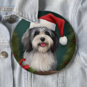 Havanese Hond in Sneeuw Kerstmis Ronde Button 6,0 Cm (In situ)