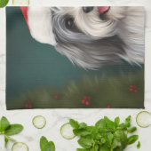 Havanese Hond in Sneeuw Kerstmis Theedoek (Gevouwen)