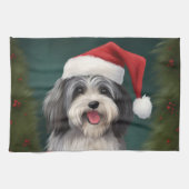 Havanese Hond in Sneeuw Kerstmis Theedoek (Horizontaal)