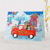 Havanese Hond Kerst Bezorg Truck Sneeuw Kaart (Gele Bloem)