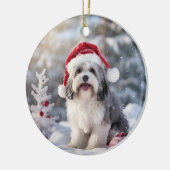 Havanese Hond Kerst Keepsake Keramisch Ornament (Links)