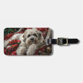 Havanese Hond Kerstfeest Bagagelabel (Voorkant horizontaal)
