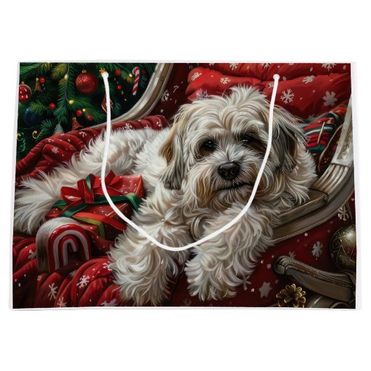 Havanese Hond Kerstfeest Groot Cadeauzakje (Voorkant)