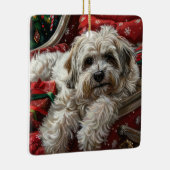 Havanese Hond Kerstfeest Keramisch Ornament (Rechts)