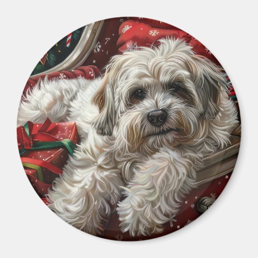 Havanese Hond Kerstfeest Magneet (Voorkant)