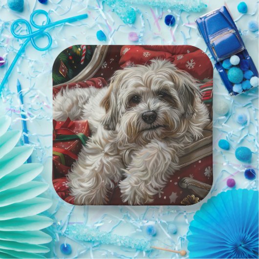 Havanese Hond Kerstfeest Papieren Bordje (Feest)