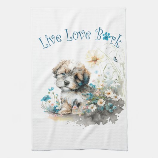 Havanese Hond Mam Bloemen Theedoek (Verticaal)