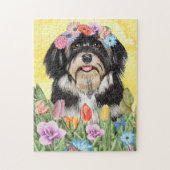 Havanese hond met Flowers Spring Legpuzzel (Verticaal)