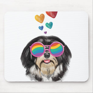 Havanese hond met harten Valentijnsdag Muismat