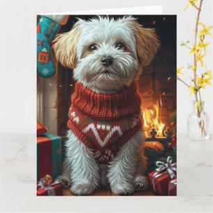Havanese Hond Met Kerstcadeaus Kaart