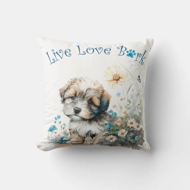 Havanese Hond Moeder Bloemstuk Kussen (Voorkant)