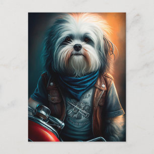 Havanese hond op digitaal fietsenschilderij briefkaart