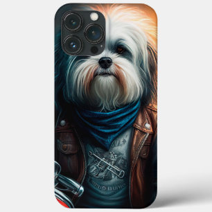 Havanese hond op digitaal fietsenschilderij iPhone 13 pro max hoesje
