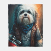 Havanese hond op digitaal fietsenschilderij fleece deken (Voorkant)