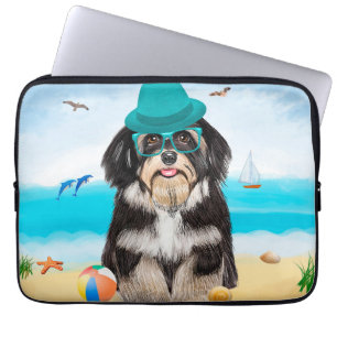Havanese hond op het strand laptop sleeve