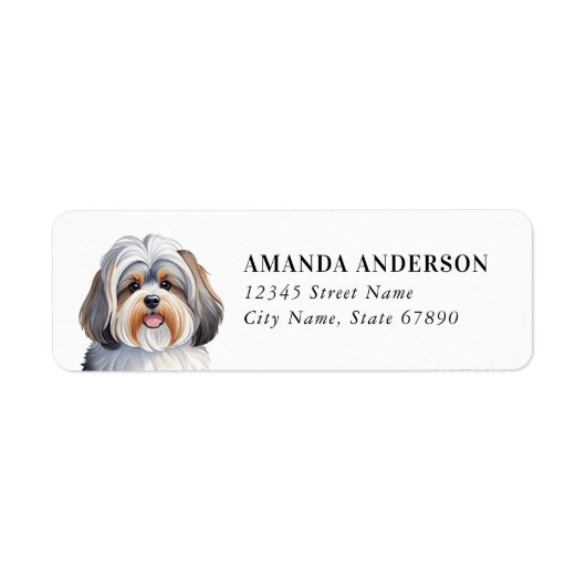 Havanese hond retour adreslabels etiket (Voorkant)