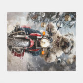 Havanese Hond Rijden Motorfiets Kerstmis Fleece Deken (Voorkant (Horizontaal))