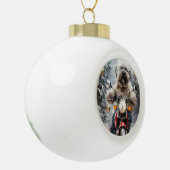 Havanese Hond Rijden Motorfiets Kerstmis Keramische Bal Ornament (Links)