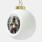 Havanese Hond Rijden Motorfiets Kerstmis Keramische Bal Ornament (Rechts)