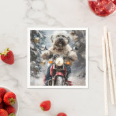 Havanese Hond Rijden Motorfiets Kerstmis Servet (Insitu)