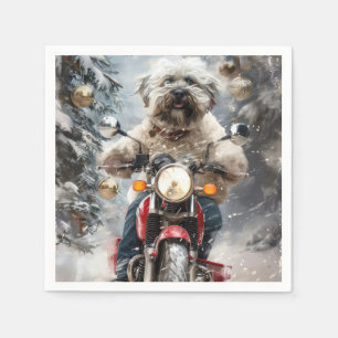 Havanese Hond Rijden Motorfiets Kerstmis Servet