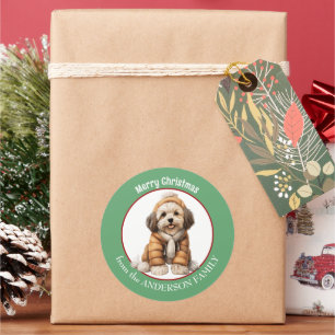 Havanese Hondenpuppy Winterjas en Pet Kerst Ronde Sticker