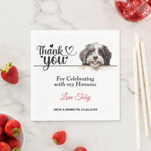 Havanese Huwelijks Hond Foto Bedankt Servet