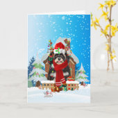 Havanese in de sneeuw met kerstcadeaus  kaart (Gele Bloem)