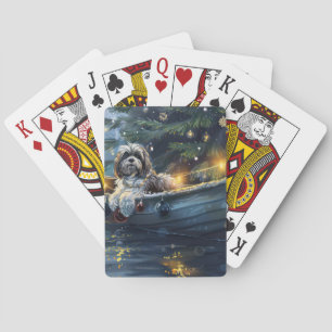Havanese Kerst Feestelijke Reis Pokerkaarten