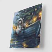 Havanese Kerst Feestelijke Reis Vierkante Klok (Hoek)