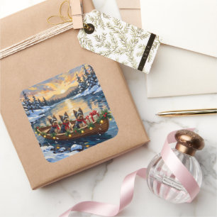 Havanese Kerstboot Vakantie Vierkante Sticker