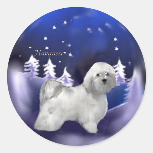 Havanese kerstcadeautjes ronde sticker (Voorkant)