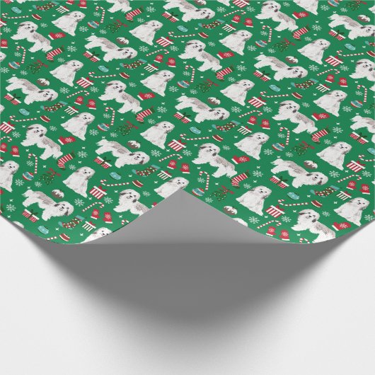 Havanese kersthond cadeaupapier (Hoek)