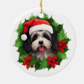 Havanese kerstkrans keramisch ornament (Achterkant)
