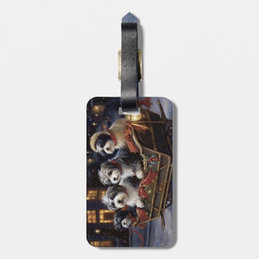 Havanese Kerstmis Feestelijk Seizoen Bagagelabel (Achterkant verticaal)