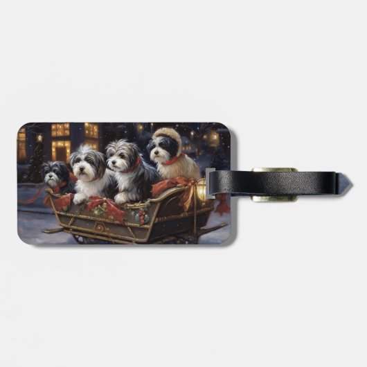 Havanese Kerstmis Feestelijk Seizoen Bagagelabel (Achterkant horizontaal)