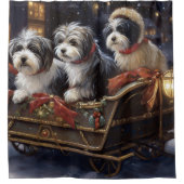 Havanese Kerstmis Feestelijk Seizoen Douchegordijn (Voorkant)
