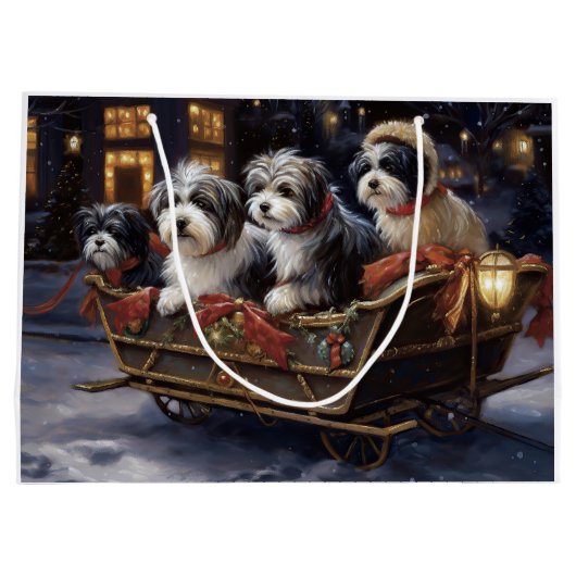 Havanese Kerstmis Feestelijk Seizoen Groot Cadeauzakje (Achterkant)