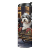 Havanese Kerstmis Feestelijk Seizoen Thermosbeker (Gedraaid links)