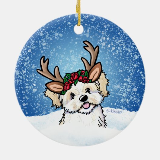 Havanese kerstversier keramisch ornament (Achterkant)