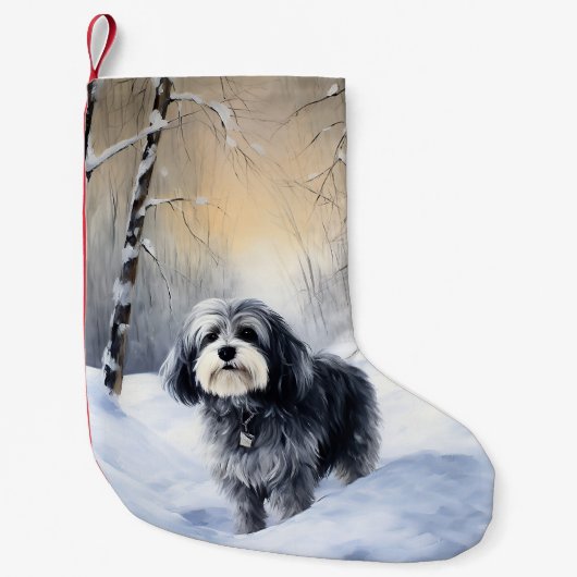 Havanese laat het sneeuwen Kerstmis Kleine Kerstsok (Voorkant)