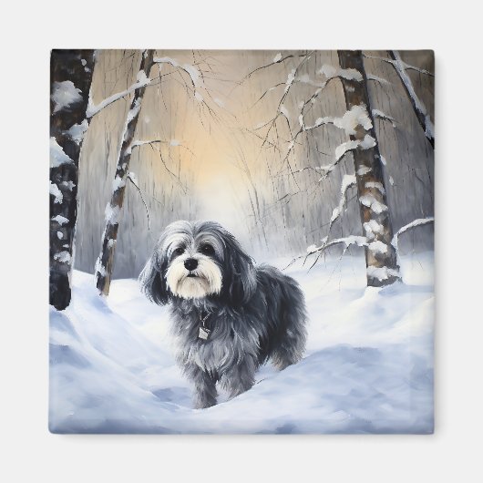 Havanese laat het sneeuwen Kerstmis Magneet (Voorkant)