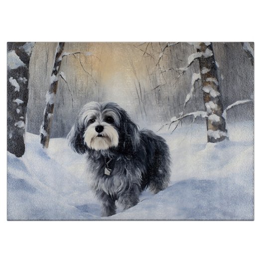Havanese laat het sneeuwen Kerstmis Snijplank (Voorkant)