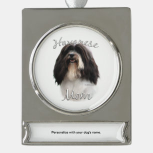 Havanese mama 2 verzilverd banner ornament