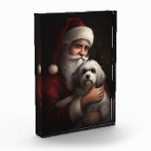 Havanese met Kerstman Feestelijke Kerstmis Fotoblokken (Links)