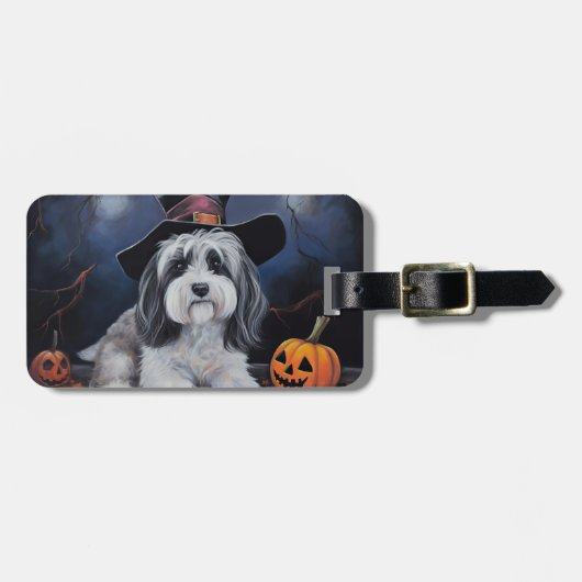 Havanese pompoenen Halloween eng Bagagelabel (Voorkant horizontaal)