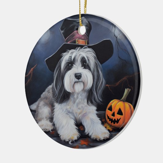 Havanese pompoenen Halloween eng Keramisch Ornament (Links)